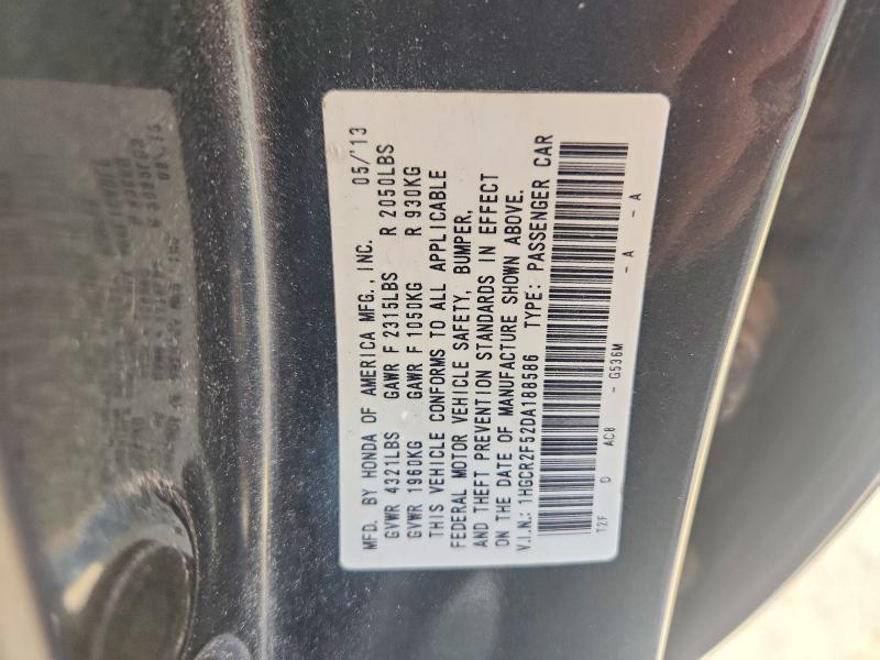 2013 Honda Accord მანქანა იყიდება აუქციონზე, vin: 1HGCR2F52DA188586, აუქციონის ნომერი: 60512236