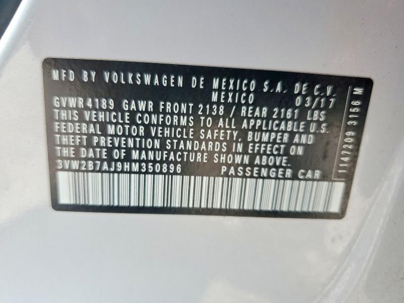 61032166 :رقم المزاد ، 3VW2B7AJ9HM350896 vin ، 2017 Volkswagen Jetta مزاد بيع