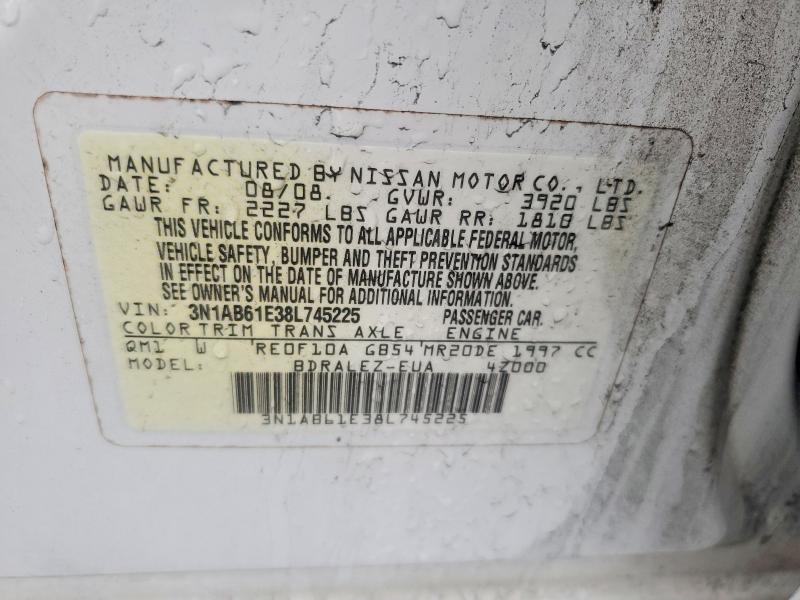 Продажа на аукционе авто 2008 Nissan Sentra, vin: 3N1AB61E38L745225, номер лота: 62246716