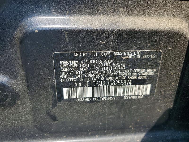 2016 Subaru Impreza მანქანა იყიდება აუქციონზე, vin: JF1GPAB63G8255874, აუქციონის ნომერი: 62812616