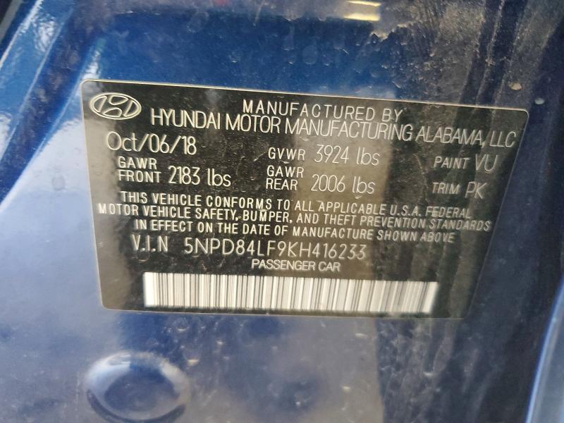 Aukcja sprzedaży 2019 Hyundai Elantra, vin: 5NPD84LF9KH416233, numer aukcji: 59106016