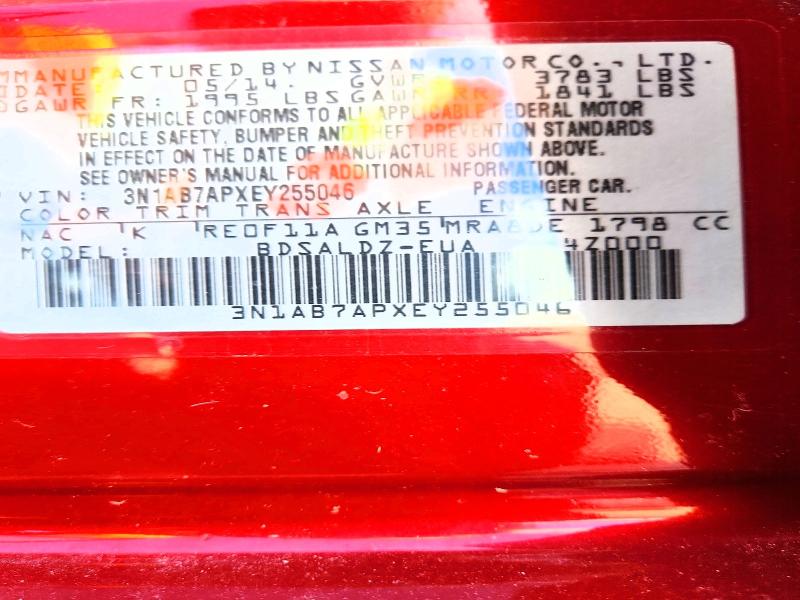 63194886 :رقم المزاد ، 3N1AB7APXEY255046 vin ، 2014 Nissan Sentra مزاد بيع