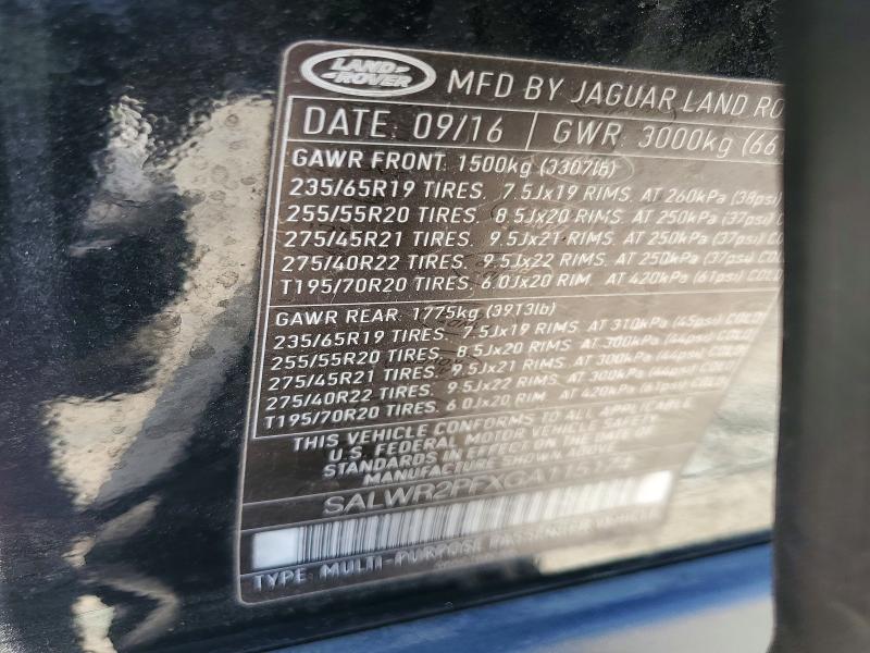 62355486 :رقم المزاد ، SALWR2PFXGA115174 vin ، 2016 Land Rover Range Rover Sport مزاد بيع