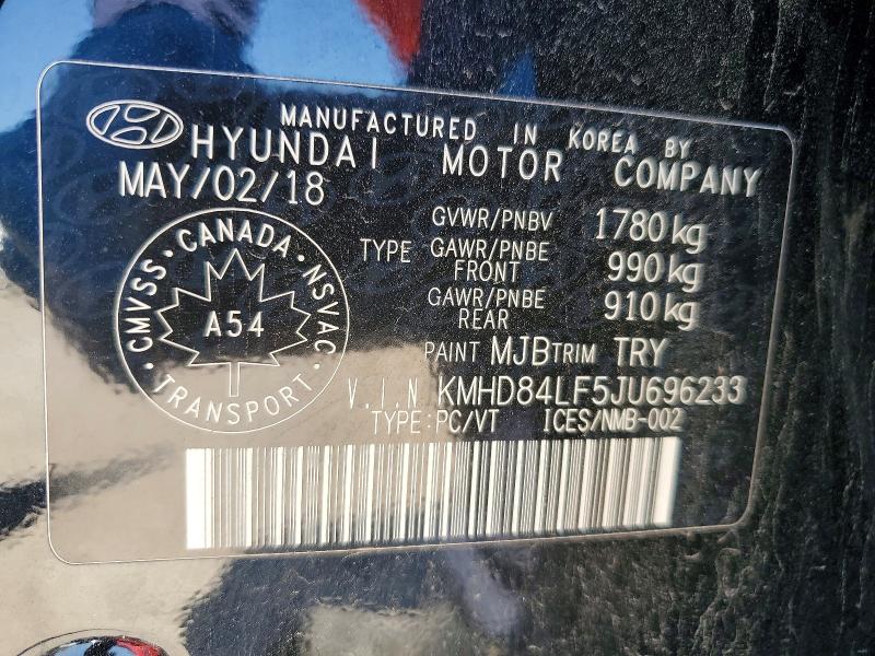 Aukcja sprzedaży 2018 Hyundai Elantra, vin: KMHD84LF5JU696233, numer aukcji: 62077326