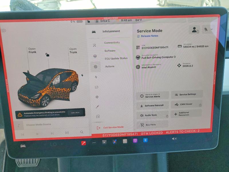 Aukcja sprzedaży 2021 Tesla Model Y, vin: 5YJYGDEE0MF195471, numer aukcji: 85967365
