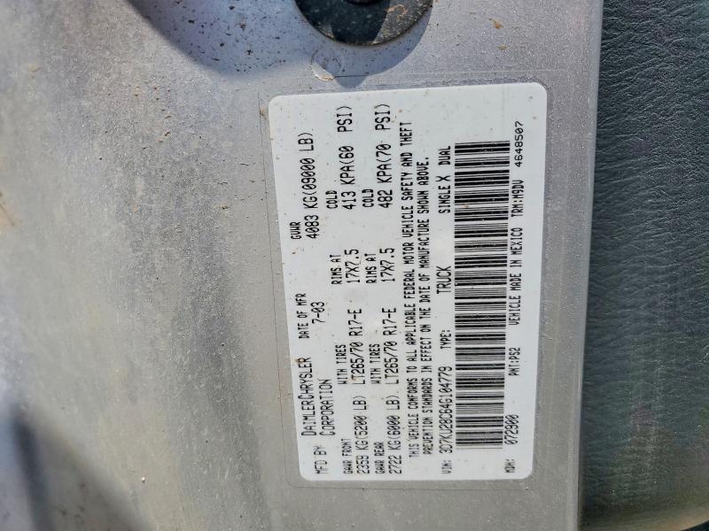 Aukcja sprzedaży 2004 Dodge Ram 2500, vin: 3D7KU28C64G104779, numer aukcji: 60326886