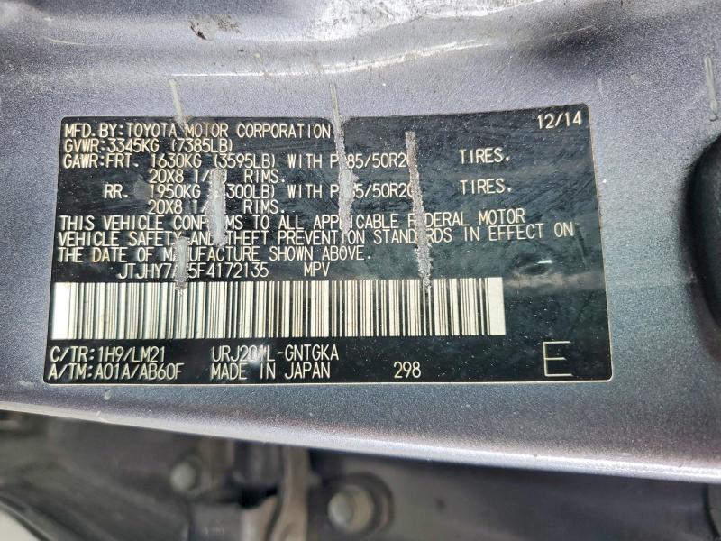 62687106 :رقم المزاد ، JTJHY7AX5F4172135 vin ، 2015 Lexus Lx مزاد بيع
