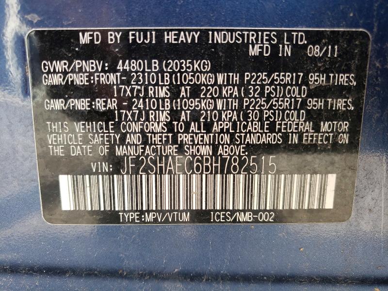 Продажа на аукционе авто 2011 Subaru Forester, vin: JF2SHAEC6BH782515, номер лота: 63364026