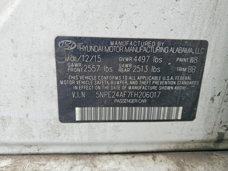 62694866 :رقم المزاد ، 5NPE24AF7FH206017 vin ، 2015 Hyundai Sonata مزاد بيع