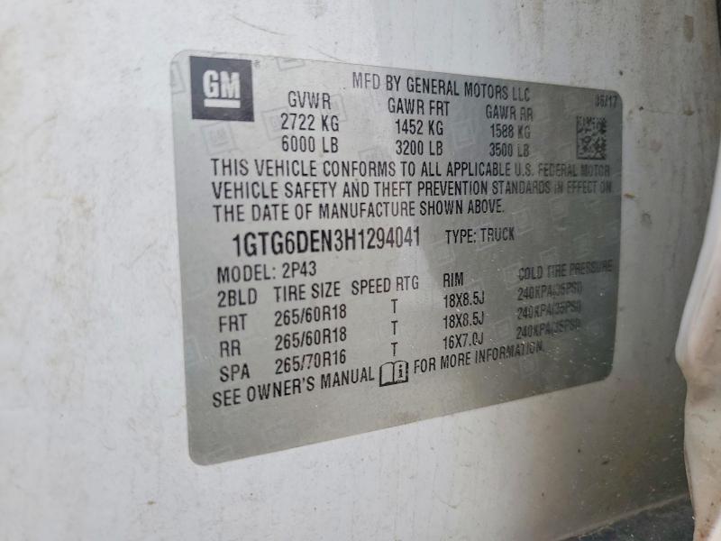 Aukcja sprzedaży 2017 Gmc Canyon, vin: 1GTG6DEN3H1294041, numer aukcji: 61872616