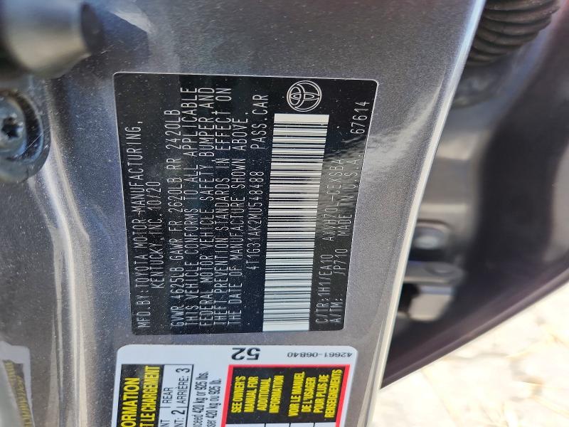 2021 Toyota Camry მანქანა იყიდება აუქციონზე, vin: 4T1G31AK2MU548488, აუქციონის ნომერი: 62579456