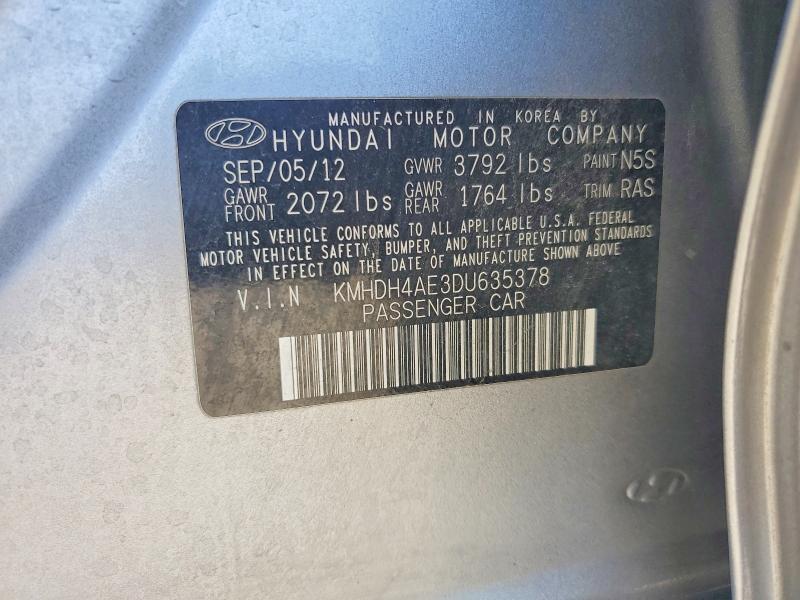 Aukcja sprzedaży 2013 Hyundai Elantra, vin: KMHDH4AE3DU635378, numer aukcji: 60250266