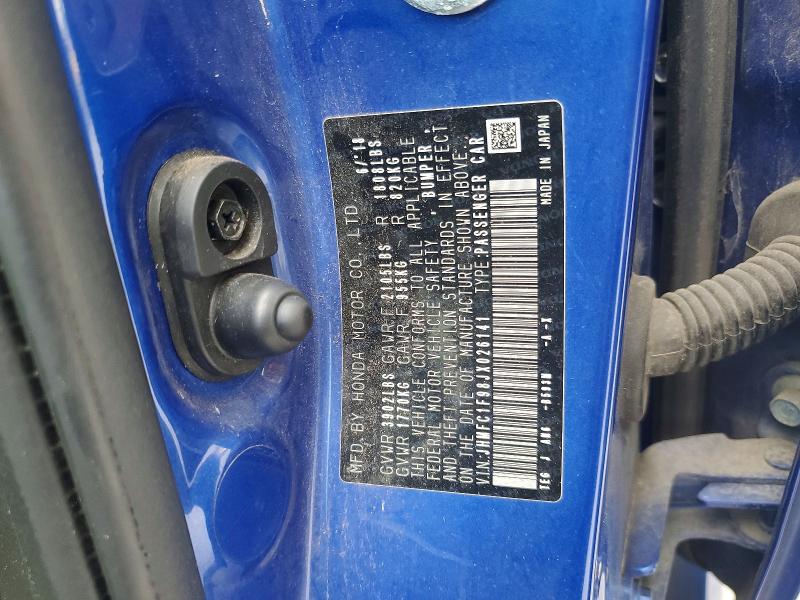 Продаж на аукціоні авто 2018 Honda Civic, vin: JHMFC1F98JX026141, номер лоту: 61865856