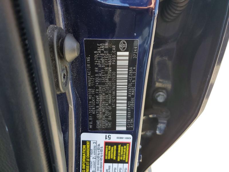 Продаж на аукціоні авто 2022 Toyota Camry, vin: 4T1C11AK7NU012030, номер лоту: 59530406