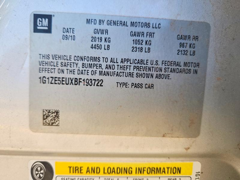 2011 Chevrolet Malibu მანქანა იყიდება აუქციონზე, vin: 1G1ZE5EUXBF193722, აუქციონის ნომერი: 62647886