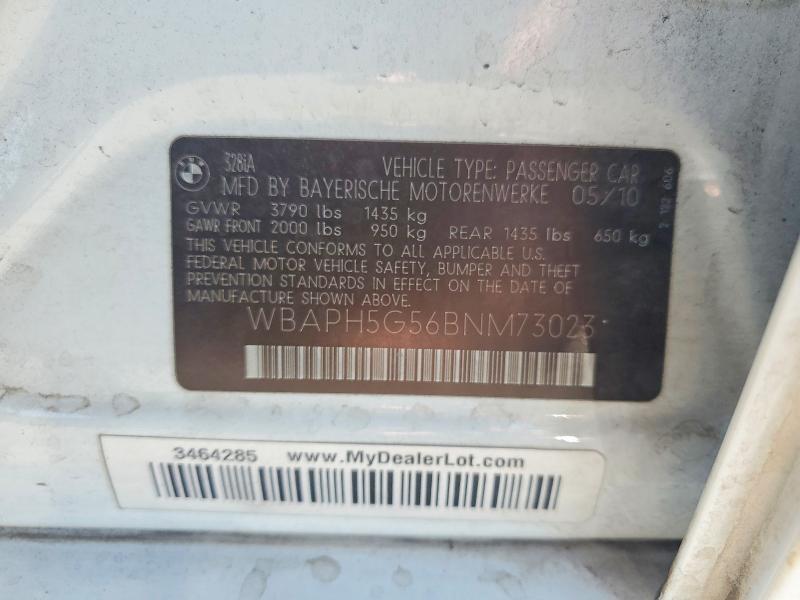 2011 Bmw 328 მანქანა იყიდება აუქციონზე, vin: WBAPH5G56BNM73023, აუქციონის ნომერი: 61192926