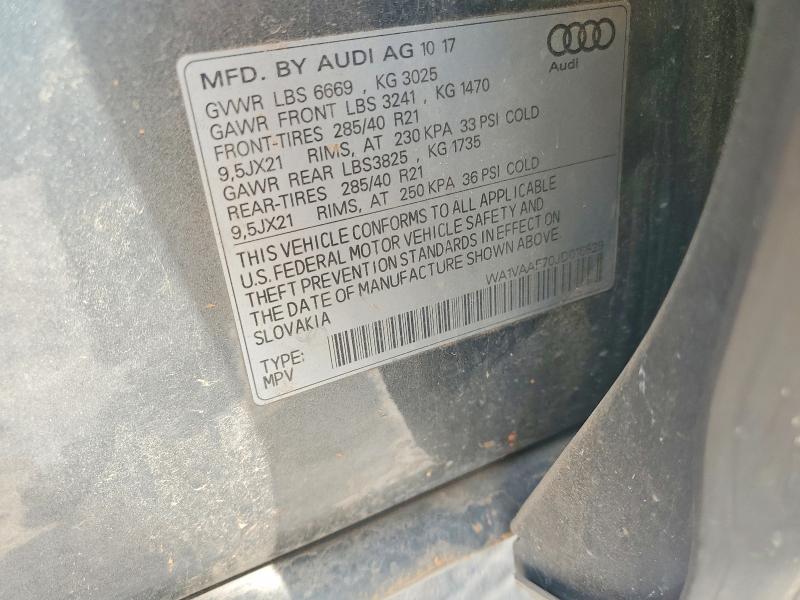 Продажа на аукционе авто 2018 Audi Q7, vin: WA1VAAF70JD016829, номер лота: 60049746