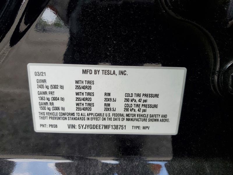 Продаж на аукціоні авто 2021 Tesla Model Y, vin: 5YJYGDEE7MF138751, номер лоту: 59683446