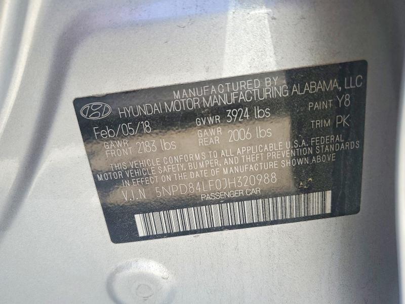 Продажа на аукционе авто 2018 Hyundai Elantra, vin: 5NPD84LF0JH320988, номер лота: 60820866