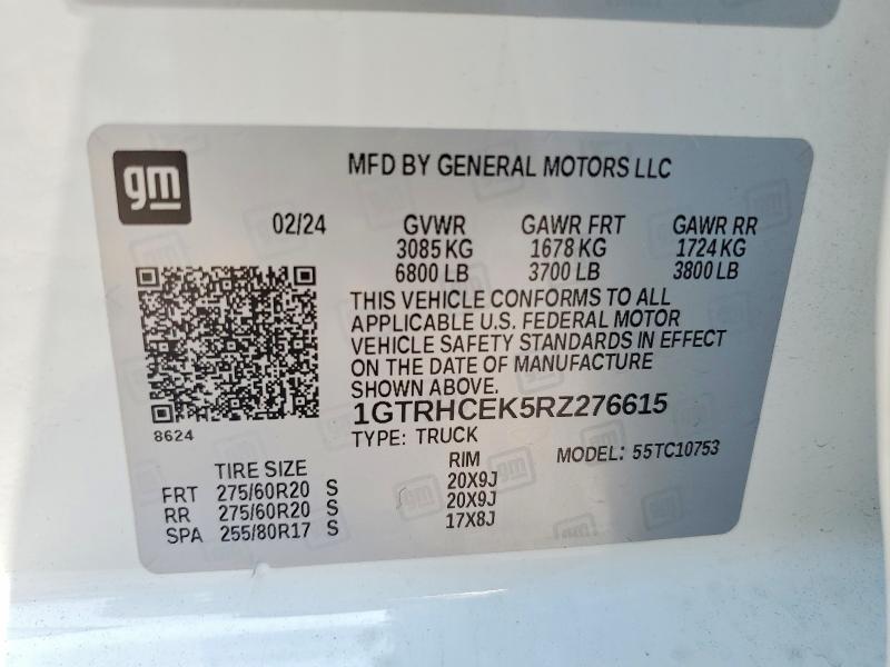 62699986 :رقم المزاد ، 1GTRHCEK5RZ276615 vin ، 2024 Gmc Sierra مزاد بيع