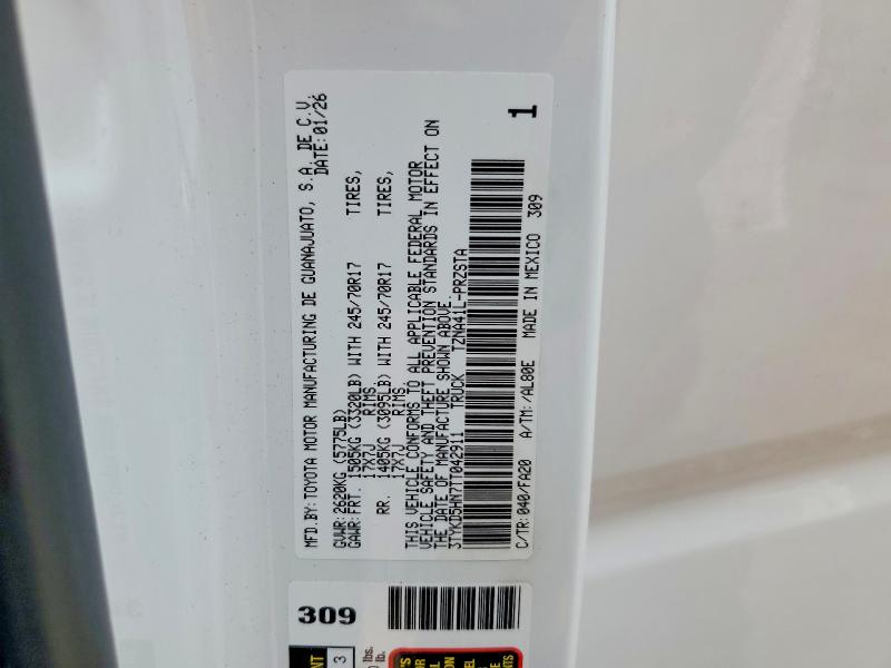 Aukcja sprzedaży 2026 Toyota Tacoma, vin: 3TYKD5HN7TT042911, numer aukcji: 61032656