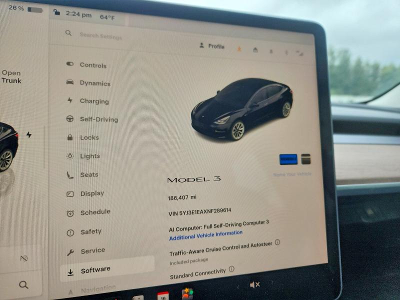 2022 Tesla Model 3 მანქანა იყიდება აუქციონზე, vin: 5YJ3E1EAXNF289614, აუქციონის ნომერი: 61360076