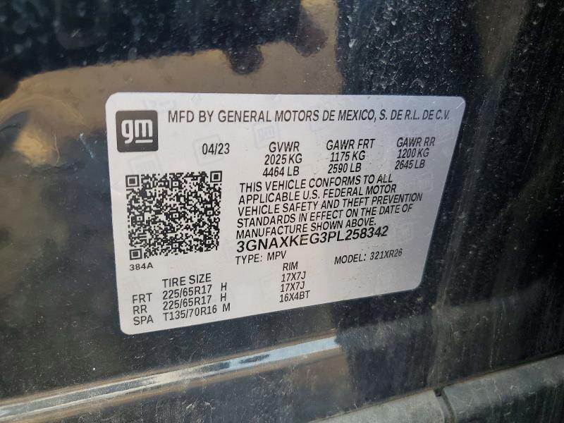 60079696 :رقم المزاد ، 3GNAXKEG3PL258342 vin ، 2023 Chevrolet Equinox مزاد بيع