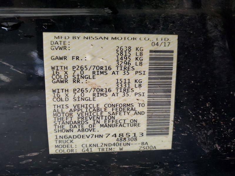 Продаж на аукціоні авто 2017 Nissan Frontier, vin: 1N6AD0EV7HN748513, номер лоту: 62677826