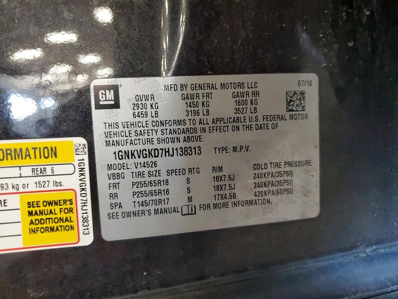 Aukcja sprzedaży 2017 Chevrolet Traverse, vin: 1GNKVGKD7HJ138313, numer aukcji: 61770166