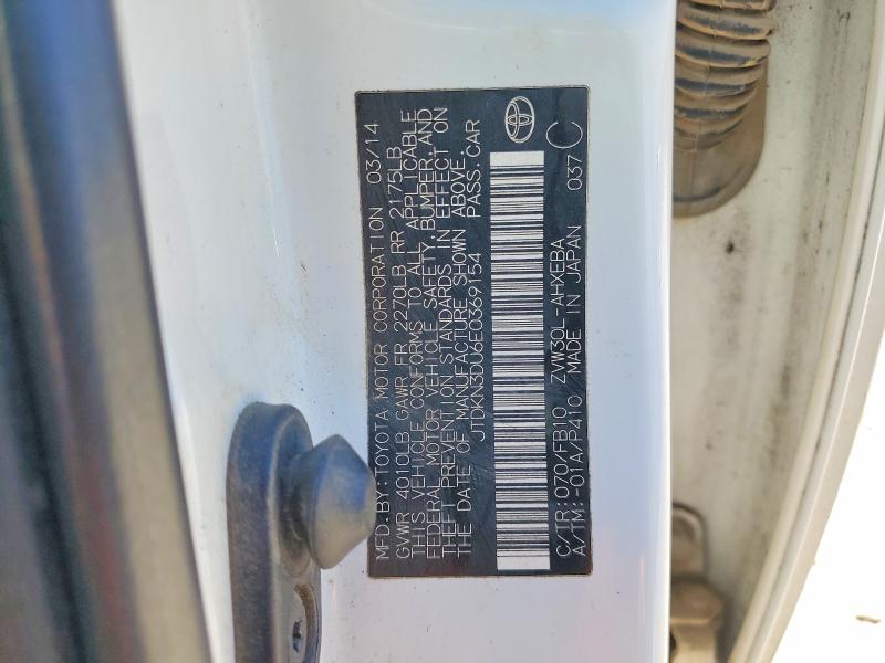 Aukcja sprzedaży 2014 Toyota Prius, vin: JTDKN3DU6E0369154, numer aukcji: 61799956