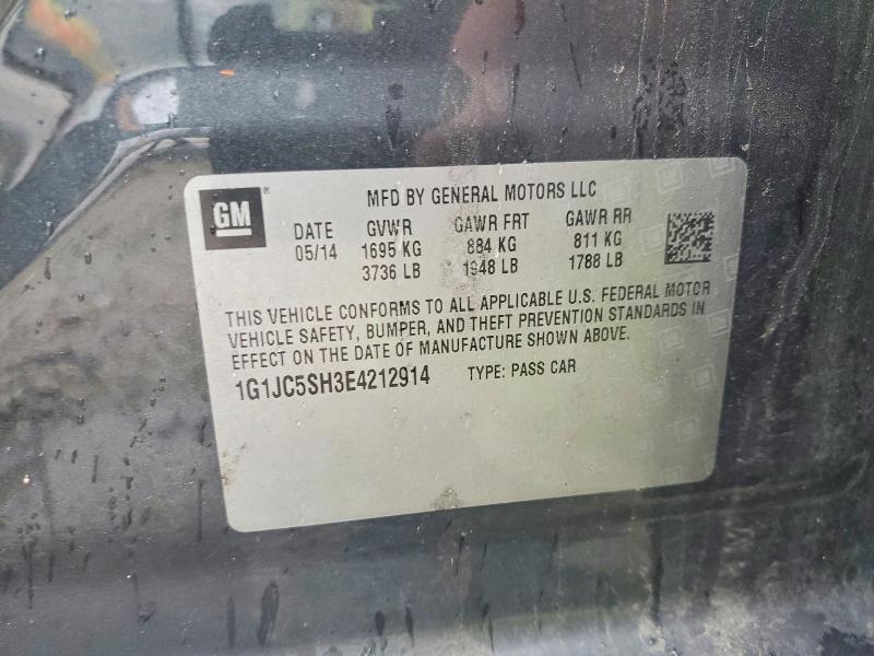 Aukcja sprzedaży 2014 Chevrolet Sonic, vin: 1G1JC5SH3E4212914, numer aukcji: 63313046