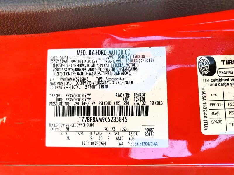 Продаж на аукціоні авто 2012 Ford Mustang, vin: 1ZVBP8AM9C5235845, номер лоту: 58759326