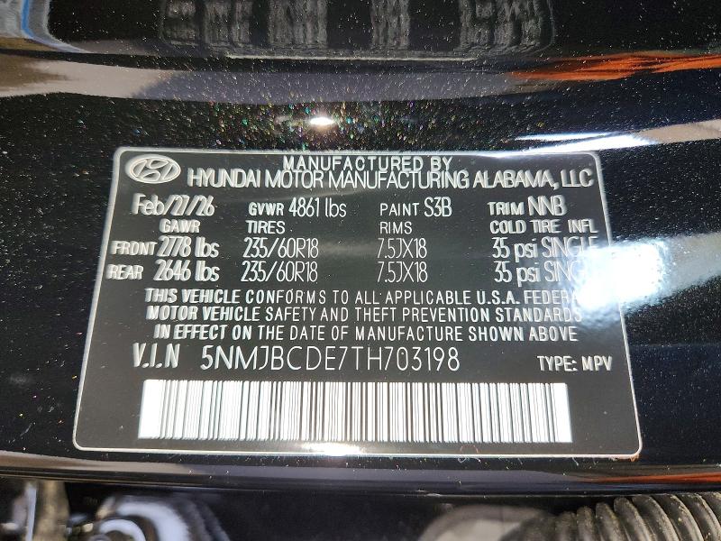 61310646 :رقم المزاد ، 5NMJBCDE7TH703198 vin ، 2026 Hyundai Tucson مزاد بيع
