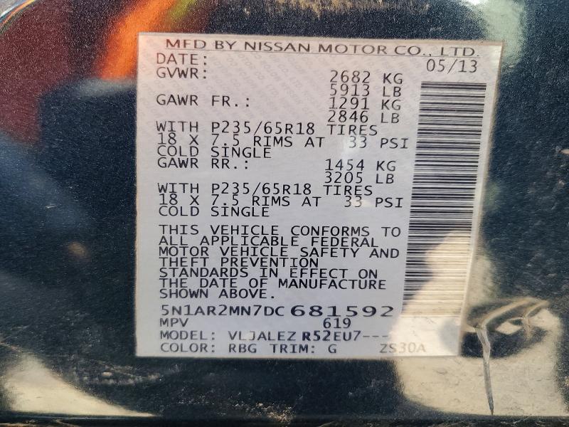 Продаж на аукціоні авто 2013 Nissan Pathfinder, vin: 5N1AR2MN7DC681592, номер лоту: 61963516