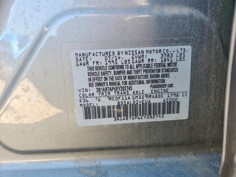 63417826 :رقم المزاد ، 3N1AB7AP6EY282745 vin ، 2014 Nissan Sentra مزاد بيع