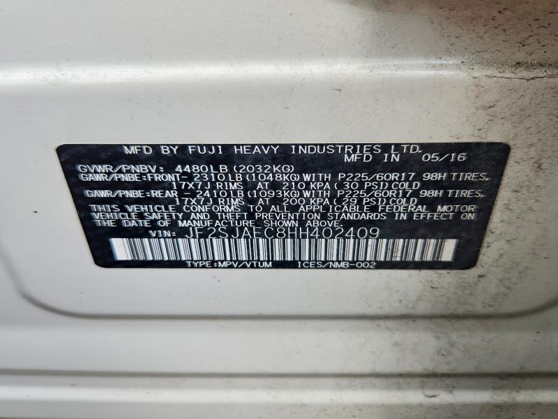 62838446 :رقم المزاد ، JF2SJAEC8HH402409 vin ، 2017 Subaru Forester مزاد بيع