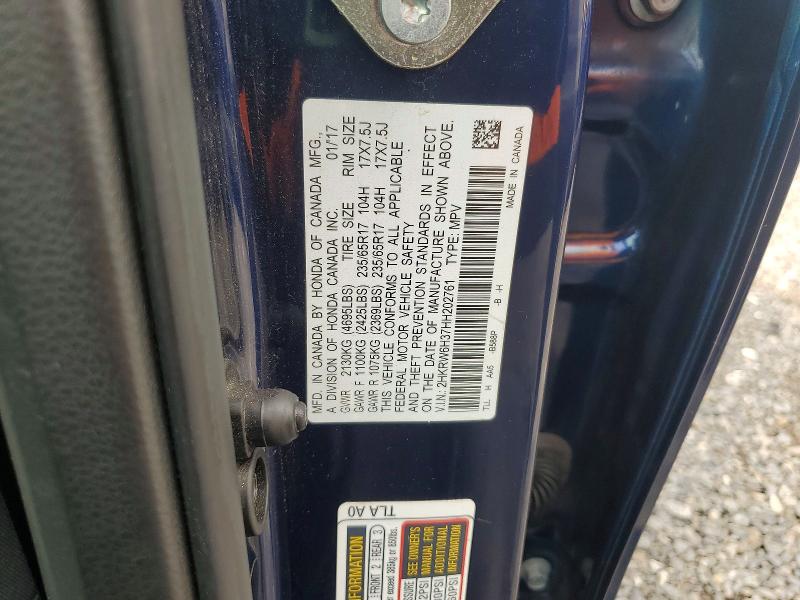 2017 Honda Cr-v მანქანა იყიდება აუქციონზე, vin: 2HKRW6H37HH202761, აუქციონის ნომერი: 62930646