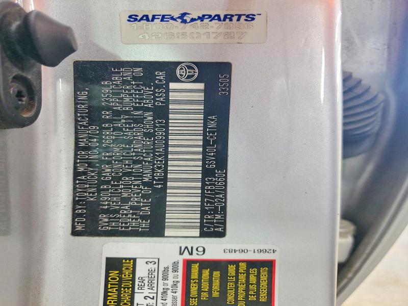 2010 Toyota Camry მანქანა იყიდება აუქციონზე, vin: 4T1BK3EK1AU099013, აუქციონის ნომერი: 62984036