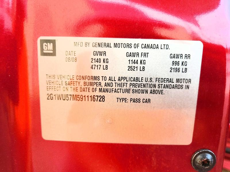 Auction sale of the 2009 Chevrolet Impala, vin: 2G1WU57M591116728, lot number: 63125836