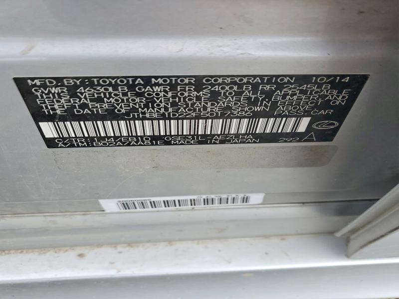 Aukcja sprzedaży 2015 Lexus Is, vin: JTHBE1D22F5017386, numer aukcji: 60292576
