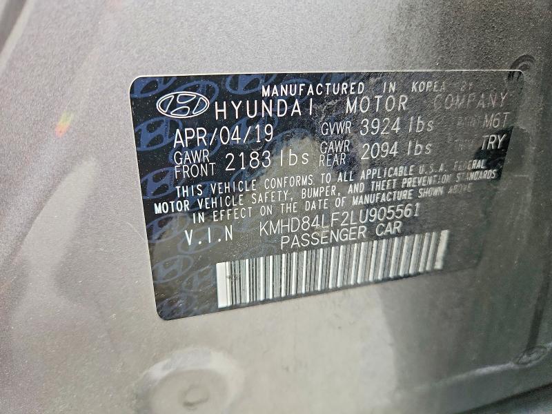 Auction sale of the 2020 Hyundai Elantra, vin: KMHD84LF2LU905561, lot number: 60852646