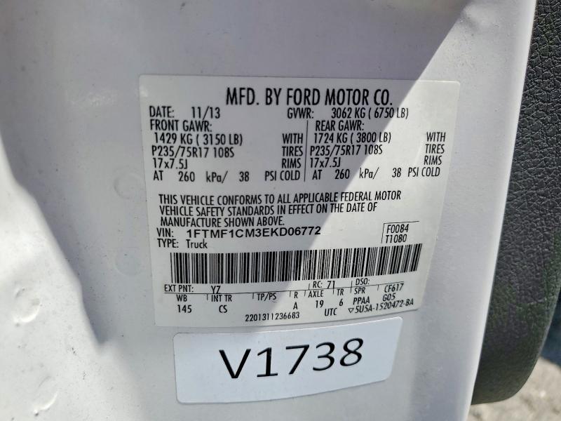 59853756 :رقم المزاد ، 1FTMF1CM3EKD06772 vin ، 2014 Ford F150 مزاد بيع