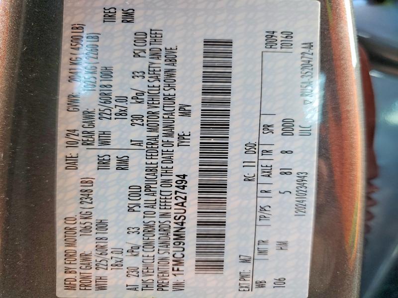 Aukcja sprzedaży 2025 Ford Escape, vin: 1FMCU9MN4SUA27494, numer aukcji: 48290856