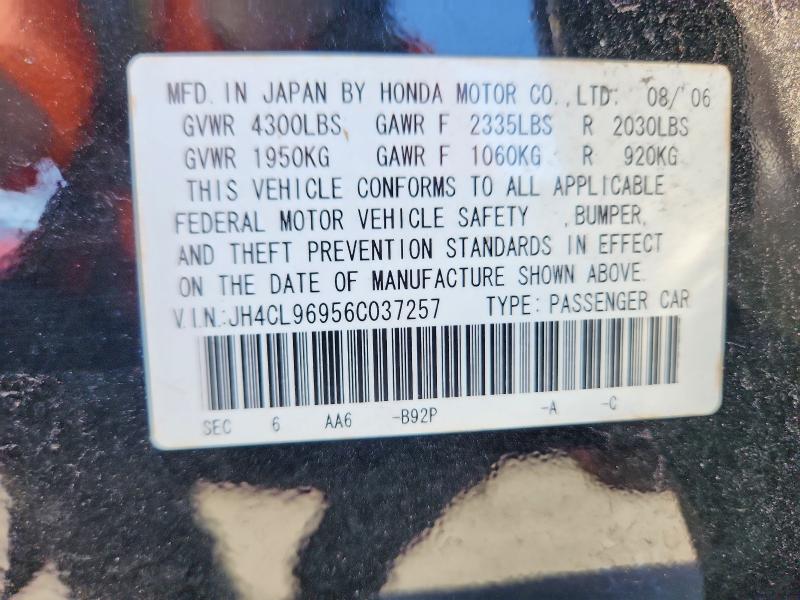 60199616 :رقم المزاد ، JH4CL96956C037257 vin ، 2006 Acura Tsx مزاد بيع