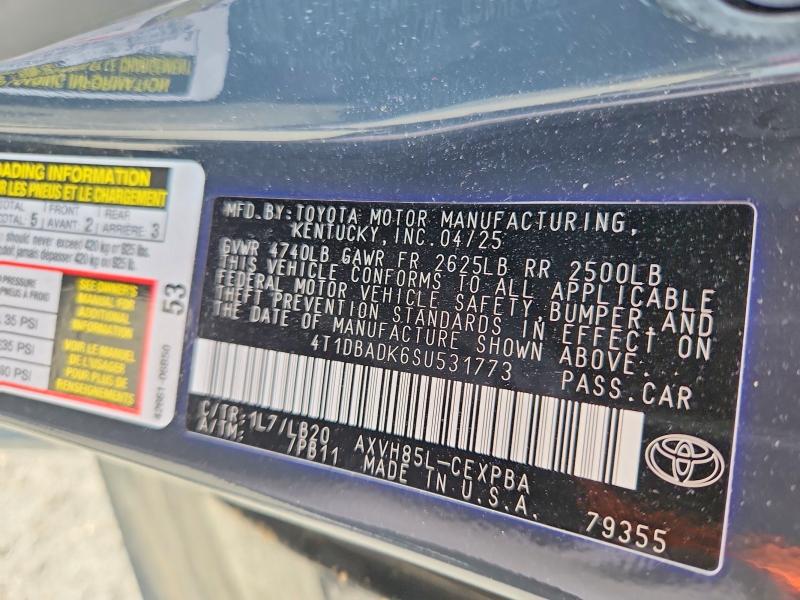 Продажа на аукционе авто 2025 Toyota Camry, vin: 4T1DBADK6SU531773, номер лота: 61489996