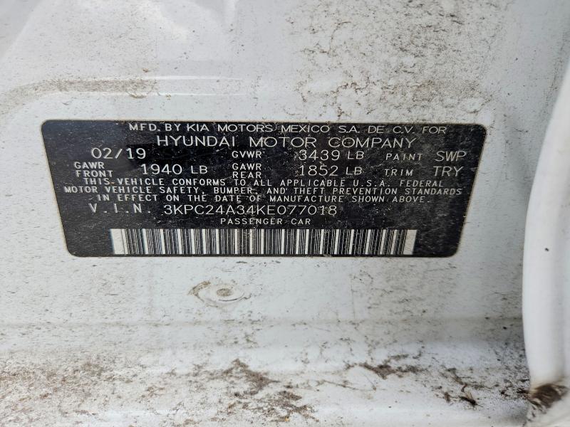 Aukcja sprzedaży 2019 Hyundai Accent, vin: 3KPC24A34KE077018, numer aukcji: 61009086