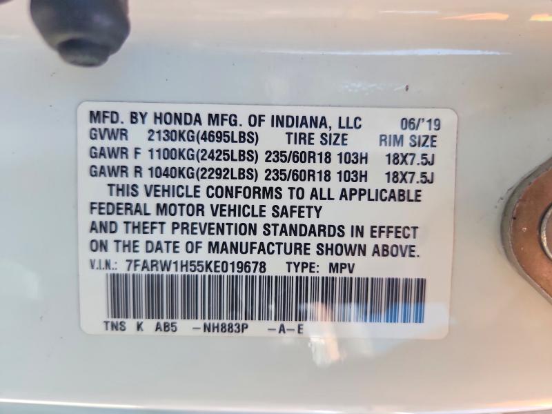 Продажа на аукционе авто 2019 Honda Cr-v, vin: 7FARW1H55KE019678, номер лота: 60180916