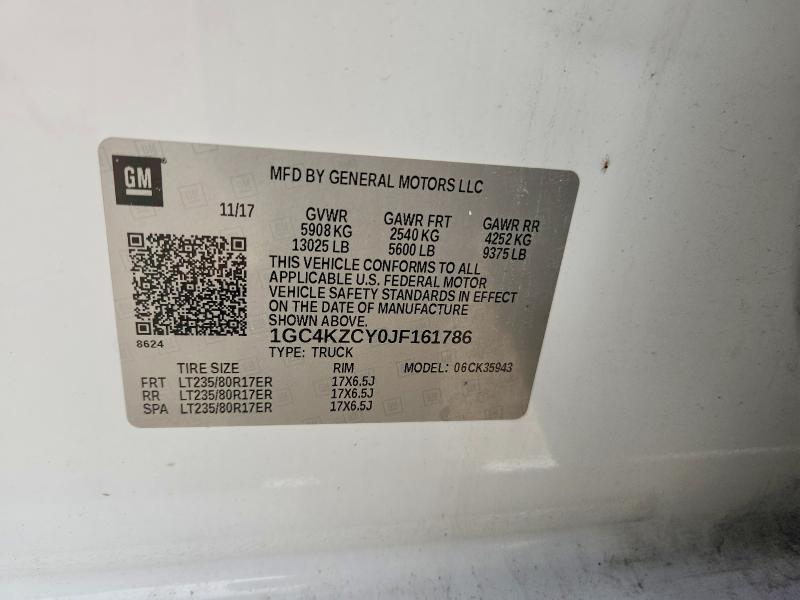 Продаж на аукціоні авто 2018 Chevrolet Silverado, vin: 1GC4KZCY0JF161786, номер лоту: 60830046