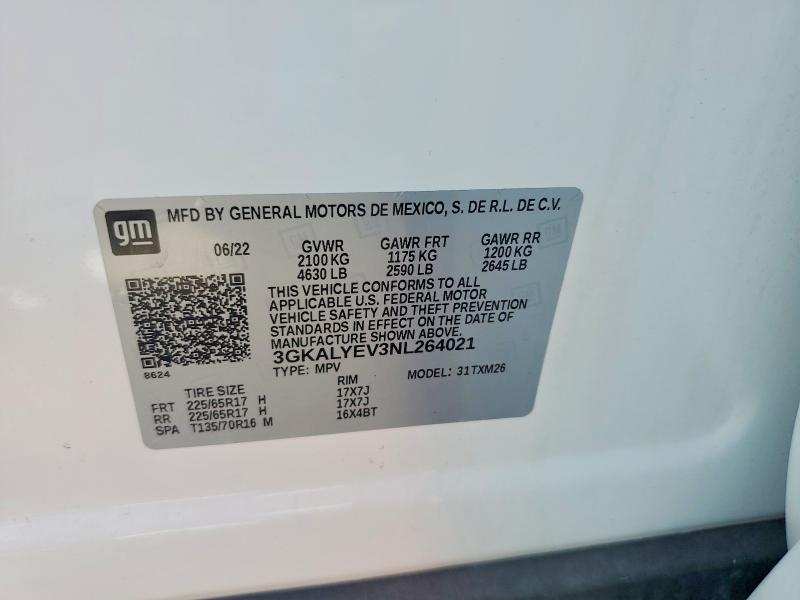 61480596 :رقم المزاد ، 3GKALYEV3NL264021 vin ، 2022 Gmc Terrain مزاد بيع