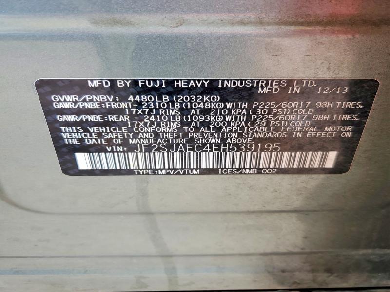 60306386 :رقم المزاد ، JF2SJAEC4EH539195 vin ، 2014 Subaru Forester مزاد بيع